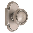 Rope Brass knob with #8 rosette in Pewter finish