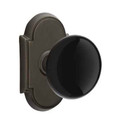 Emtek Emtek Porcelain Knobsets with Classic Brass Rosettes, Ebony Knob, Passage Set EMTEK-PORCELAIN-CLASSIC-BRASS-KNOBSETS-EBONY-PASS