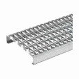 B-Line Eaton series Grip Strut stair tread, 576" Grating length, 9.5" Grating width, Steel, 2" Channel size, Plain, Stair tread, 12 gauge