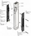 Adams Rite 4430 Flush Lockset without Cylinder for Sliding Doors with Black Satin Finish