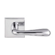 Basel Brass lever with Square rosette in Polished Chrome finish