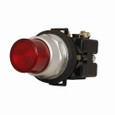 Eaton HT8GBRBF3 HT800 pushbutton, 30.5 mm, Watertight/Oiltight, Illuminated pushbutton, NEMA 3, 3R, 4, 4X, 12 and 13, Momentary, Extended, LED, full voltage light unit, 1NC, Red lens, 24 Vac/dc, Chrome bezel, Plastic