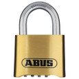 ABUS 180IB/50 C solid brass 4-digit resettable combination padlock, front view showing combination dials and stainless steel shackle