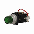 Eaton HT8GTRT1 HT800 pushbutton, Watertight and Oiltight-HT800, Chrome, Incandescent, Transformer, NEMA 3, 3R, 4, 4X, 12 and 13, Illuminated, Red, 120 Vac/dc, Momentary, Plastic