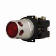 Eaton HT8GDYBV7 30.5 mm Watertight/Oiltight Pushbutton, Extended Actuator, Chrome bezel, 1NC, Illuminated, Yellow lens, Incandescent, full voltage, 120 Vac/Vdc Light Unit, Momentary, Plastic, Guarded, HT800 Series