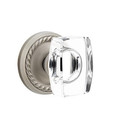 Windsor Crystal Knob with Rope Rosette in Pewter Finish
