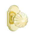 Melon Brass knob with #8 rosette in Polished Brass-Lifetime finish