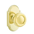 Ribbon & Reed Brass knob with #8 rosette in Polished Brass-Lifetime finish
