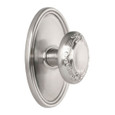 Victoria Brass knob with Oval rosette in Satin Nickel finish
