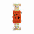 Eaton IG8310RN Arrow Hart extra heavy-duty hospital grade single receptacle, #14-10 AWG, 20A, Healthcare, Flush, 125V, Back and side, Orange, Brass, High-impact nylon face, Glass-filled nylon base, 5-20R, Single, Screw, Nylon, Core pack