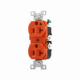 Eaton IG5362RN Arrow Hart heavy-duty industrial specification grade duplex receptacle, #14-10 AWG, 20A, Industrial, Flush, 125V, Back and side, Orange, Brass, High-impact nylon face, Glass-filled nylon base, 5-20R, Duplex, Screw, Nylon