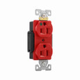 Eaton IG8200RD Arrow Hart extra heavy-duty hospital grade duplex receptacle, #14-10 AWG, 15A, Healthcare, Flush, 125V, Back and side, Red, Brass, High-impact nylon face, Glass-filled nylon base, 5-15R, Duplex, Screw, Glass-filled nylon, Core pack