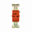 Eaton IG5461RN Arrow Hart extra heavy-duty industrial specification grade single receptacle,#14-10 AWG,20A,Industrial,Flush,250V,Back and side,Orange,Brass,High-impact nylon face,Glass-filled nylon base,6-20R,Single,Screw,Nylon,Core pack