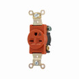 Eaton IG5661RN Arrow Hart extra heavy-duty industrial specification grade single receptacle,#14-10 AWG,15A,Industrial,Flush,250V,Back and side,Orange,Brass,High-impact nylon face,Glass-filled nylon base,6-15R,Single,Screw,Nylon,Core pack