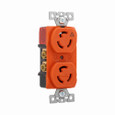 Eaton IG4700 safety grip locking receptacle, #14-10 AWG, 15A, Industrial, 125V, Back and side wiring, Orange, Duplex, L5-15, Two-pole, Three-wire, Glass-filled nylon