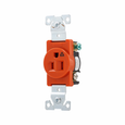 Eaton IG5261RN Arrow Hart extra heavy-duty industrial specification grade single receptacle,#14-10 AWG,15A,Industrial,Flush,125V,Back and side,Orange,Brass,High-impact nylon face,Glass-filled nylon base,5-15R,Single,Screw,Nylon,Core pack