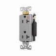 Eaton IG6362GY Arrow Hart extra heavy-duty industrial specification grade decorator duplex receptacle,#14-10 AWG,20A,Industrial,Flush,125V,Back and side,Gray,Brass,High-impact nylon face,Glass-filled nylon base,5-20R,Duplex,Screw,Core pack