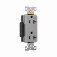 Eaton IG6362GY Arrow Hart extra heavy-duty industrial specification grade decorator duplex receptacle,#14-10 AWG,20A,Industrial,Flush,125V,Back and side,Gray,Brass,High-impact nylon face,Glass-filled nylon base,5-20R,Duplex,Screw,Core pack