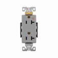 Eaton IG6362GY Arrow Hart extra heavy-duty industrial specification grade decorator duplex receptacle,#14-10 AWG,20A,Industrial,Flush,125V,Back and side,Gray,Brass,High-impact nylon face,Glass-filled nylon base,5-20R,Duplex,Screw,Core pack