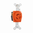 Eaton IGL515R safety grip locking receptacle, #14-10 AWG, 15A, Industrial, 125V, Back and side wiring, Orange, Single, L5-15, Two-pole, Three-wire, Glass-filled nylon