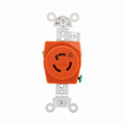 Eaton IGL515R safety grip locking receptacle, #14-10 AWG, 15A, Industrial, 125V, Back and side wiring, Orange, Single, L5-15, Two-pole, Three-wire, Glass-filled nylon