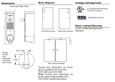 Detex EAX-500 Series exit alarm dimensions diagram showing front and side view measurements, riser diagram for single and double door applications, UL and BHMA A156.29 listings, and limited warranty statement