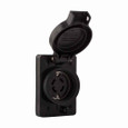 Eaton L1430RWBK Arrow Hart watertight locking receptacle, #18-10 AWG, 30A, Industrial, 125/250V, Back wiring, Black, Steel, Single, Watertight, L14-30, Three-pole, Four-wire, Thermoplastic, 0.43 to 1.15 in, IP67