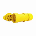 Eaton L1520CW Arrow Hart watertight locking connector, #18-10 AWG, 20A, Industrial, 250V, Back wiring, Yellow, Steel, Watertight, L15-20, Three-pole, Four-wire, Santoprene thermoplastic elastomeric, 0.36 to 0.84 in, IP67