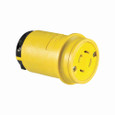 Eaton L1630CY severe duty locking connector, #18-10 AWG, 30A, Industrial, 480V, Back wiring, Yellow, black, Severe duty, L16-30, Three-pole, Four-wire, Santoprene thermoplastic elastomeric, 0.63 to 1.16 in