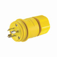 Eaton L1020PWBK Arrow Hart watertight locking plug, #18-10 AWG, 20A, Industrial, 125/250V, Back wiring, Black, Steel, Watertight, L10-20, Three-pole, Three-wire, non-grounding, Santoprene thermoplastic elastomeric, 0.43 to 1.15 in, IP67