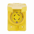 Eaton L1930RWBK Arrow Hart watertight locking receptacle, #14-8 AWG, 30A, Industrial, 277/480V, Back wiring, Black, Single, Watertight, L19-30, Four-pole, Four-wire, Thermoplastic