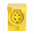 Eaton L1530RW Arrow Hart watertight locking receptacle, #14-8 AWG, 30A, Industrial, 250V, Back wiring, Yellow, Single, Watertight, L15-30, Three-pole, Four-wire, Thermoplastic