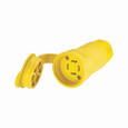 Eaton L1730CW Arrow Hart watertight locking connector, #18-10 AWG, 30A, Industrial, 600V, Back wiring, Yellow, Steel, Watertight, L17-30, Three-pole, Four-wire, Santoprene thermoplastic elastomeric, 0.43 to 1.15 in, IP67