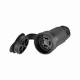 Eaton L1730CWBK Arrow Hart watertight locking connector, #18-10 AWG, 30A, Industrial, 600V, Back wiring, Black, Steel, Watertight, L17-30, Three-pole, Four-wire, Santoprene thermoplastic elastomeric, 0.43 to 1.15 in, IP67