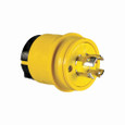 Eaton L2330PY severe duty locking plug, #18-10 AWG, 30A, Industrial, 347/600V, Back wiring, Yellow, black, Severe duty, L23-30, Four-pole, Five-wire, Thermoplastic, 0.63 to 1.16 in