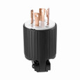 Eaton L1430P locking plug, #16-12 AWG, 30A, Industrial, 125/250V, Back wiring, Black, white, Ultra grip, L14-30, Three-pole, Four-wire, Nylon