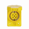 Eaton L2120RW Arrow Hart watertight locking receptacle, #14-8 AWG, 20A, Industrial, 120/208V, Back wiring, Yellow, Single, Watertight, L21-20, Four-pole, Five-wire, Thermoplastic