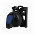 Eaton M22S-WRLK-B M22 modular pushbutton, M22 Modular Selector Switch Operator, 22.5 mm, Knob, Maintained, Illuminated, Bezel: Black, Button: Blue, IP66, NEMA 4X, 13, Two-position, Light 100,000 hours, Button 100,000 Operations