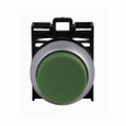 Eaton M22-DH-G M22 modular pushbutton M22 Modular Pushbutton Operator, 22.5 mm, Extended, Momentary, Non-illuminated, Bezel: Silver, Button: Green, IP67, IP69K, NEMA 4x, 13, 5,000,000 Million mechanical operations