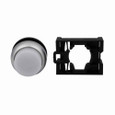 Eaton M22-DLH-W M22 modular pushbutton, 22.5 mm, Extended, Momentary, Illuminated, Bezel: Silver, Button: White, IP67, IP69K, NEMA 4x, 13, 5,000,000 Million mechanical operations