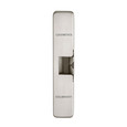 Locknetics RS200/RS210 Electric Rim Strike, 630 Satin Stainless Steel finish, front view with latch bolt flush