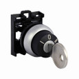 Eaton M22-WRS3-MS6-A4 M22 Modular Three Position Key-Operated Selector Switch, 22.5 mm, Maintained, Return from right, key removable left/center, Non-illuminated, Bezel: Silver, Button: Black, MS6, IP66, NEMA 4X, 13, Three-Position, 100,000 Operation