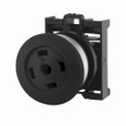 Eaton M22-DP-S-X M22 modular pushbutton, M22 Modular Insertless Mushroom Pushbutton Operator, 22.5 mm, Momentary, Non-illuminated, Bezel: Silver, Button: Black, IP67, IP69K, NEMA 4X, 13, 5,000,000 Million mechanical operations