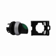 Eaton M22-WLK3-G M22 modular pushbutton, 22.5 mm, Knob, Momentary, Illuminated, Bezel: Silver, Button: Green, IP66, NEMA 4X, 13, Three-position