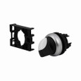 Eaton M22-WRK4 M22 modular pushbutton, M22 Modular Selector Switch Operator, 22.5 mm, Knob, Maintained, Non-illuminated, Bezel: Silver, Button: Black, IP66, NEMA 4X, 13, Four-position, 100,000 Operations