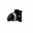 Eaton M22-WLKV-B M22 modular pushbutton, M22 Modular Selector Switch Operator, 22.5 mm, Knob, Momentary, Illuminated, Bezel: Silver, Button: Blue, IP66, NEMA 4X, 13, Two-Position, V, Light 100,000 hours, Button 100,000 Operations