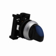 Eaton M22-WLKV-B M22 modular pushbutton, M22 Modular Selector Switch Operator, 22.5 mm, Knob, Momentary, Illuminated, Bezel: Silver, Button: Blue, IP66, NEMA 4X, 13, Two-Position, V, Light 100,000 hours, Button 100,000 Operations