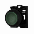 Eaton M22S-DL-G M22 modular pushbutton, 22.5 mm, Flush, Momentary, Illuminated, Bezel: Black, Button: Green, IP67, IP69K, NEMA 4x, 13, 5,000,000 Million mechanical operations
