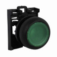Eaton M22S-DL-G M22 modular pushbutton, 22.5 mm, Flush, Momentary, Illuminated, Bezel: Black, Button: Green, IP67, IP69K, NEMA 4x, 13, 5,000,000 Million mechanical operations