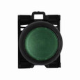 Eaton M22S-DL-G M22 modular pushbutton, 22.5 mm, Flush, Momentary, Illuminated, Bezel: Black, Button: Green, IP67, IP69K, NEMA 4x, 13, 5,000,000 Million mechanical operations